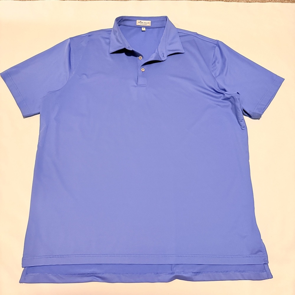 Peter Millar Polo Shirt Mens XL Blue Summer Comfort Short Sleeve Stretch Batik